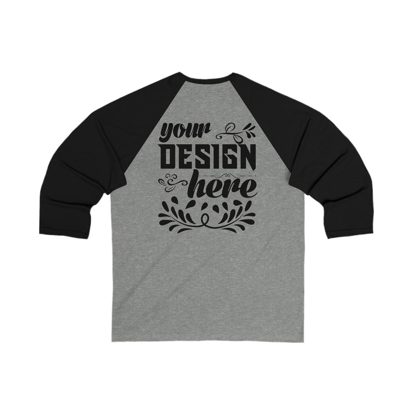 Customizable Bella+Canvas 3200 Unisex 3\4 Sleeve Baseball Tee Modern Fit