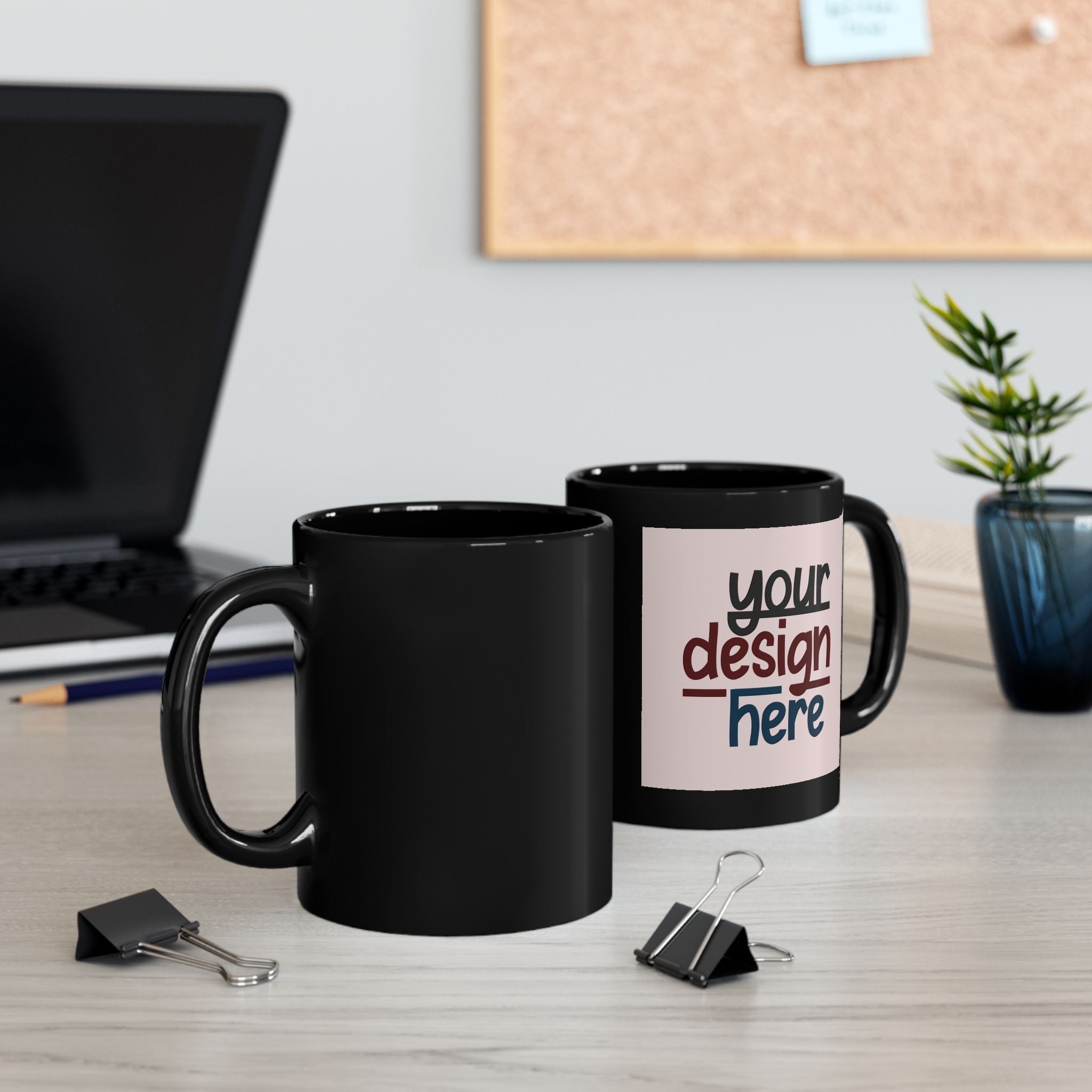 Customizable Black Ceramic Mug 11oz 15oz Glossy Finish Lead BPA Free