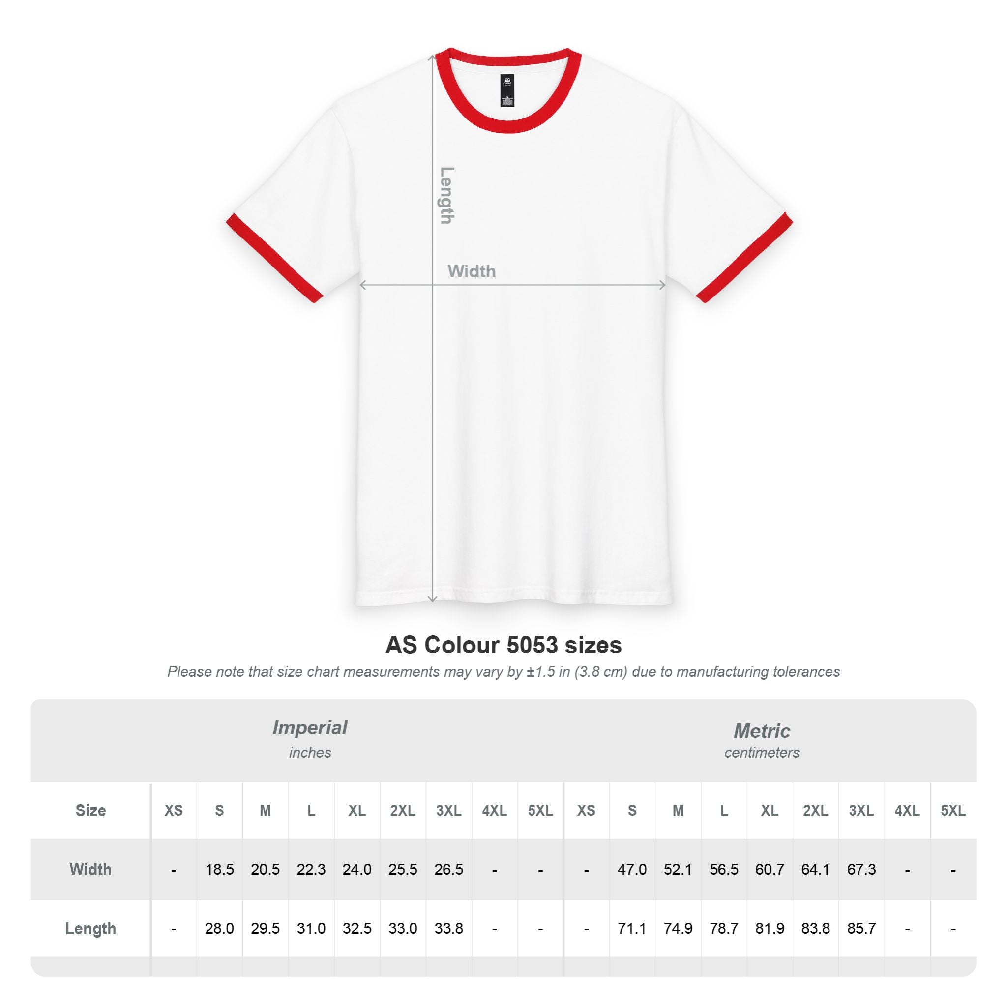 Customizable AS Colour 5053 Mens Staple Ringer T-Shirt Regular Fit