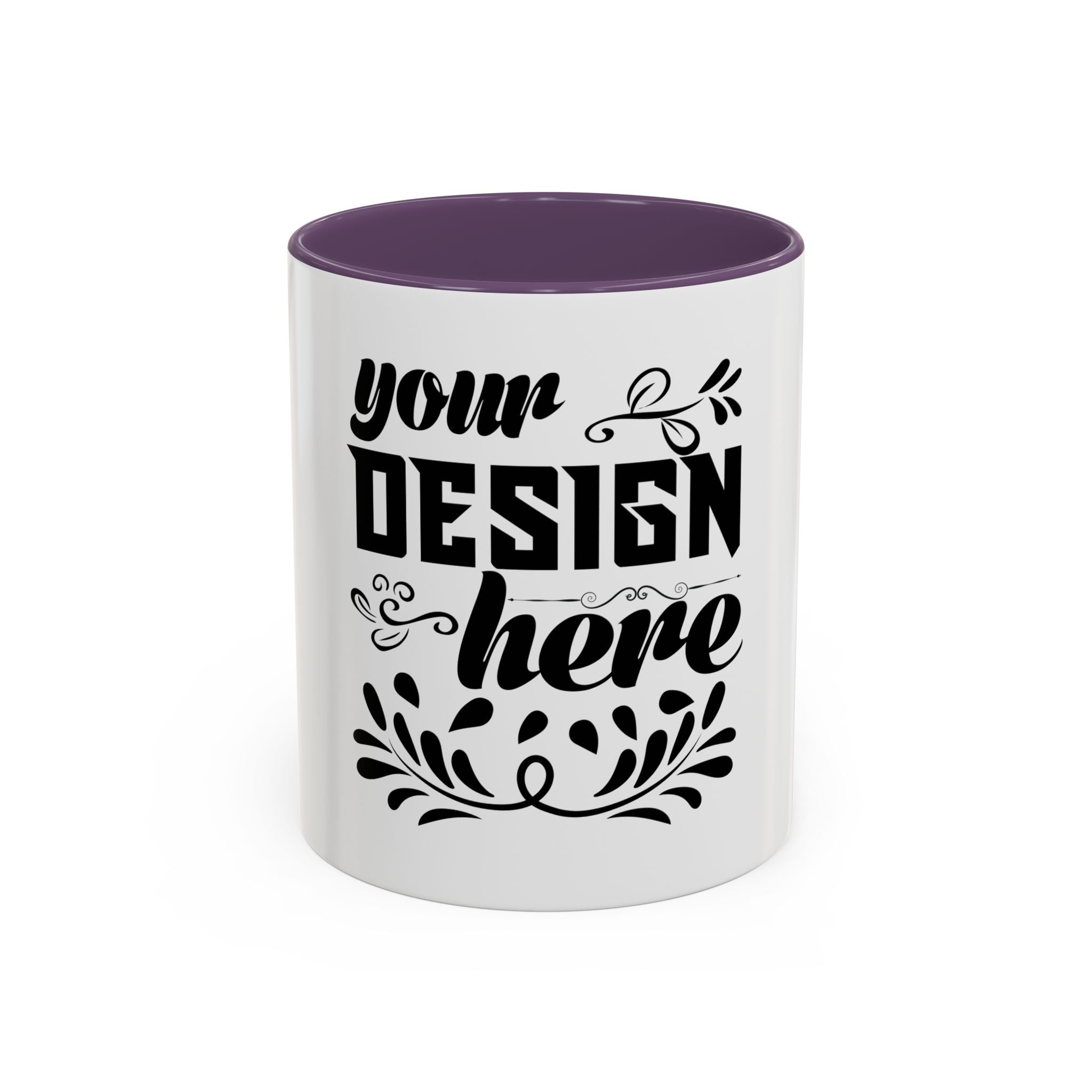 Customizable Accent Coffee Mug 11oz and 15oz Colored Interior Handle