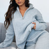 Nameria Knit Sweater Suit Ribbed Half Zip Two Piece Set