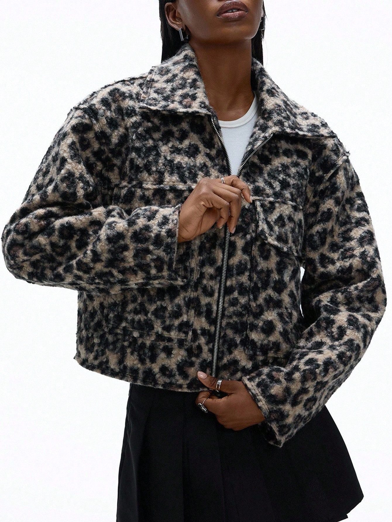 Nameria Street Style Short Zip Tweed Jacket