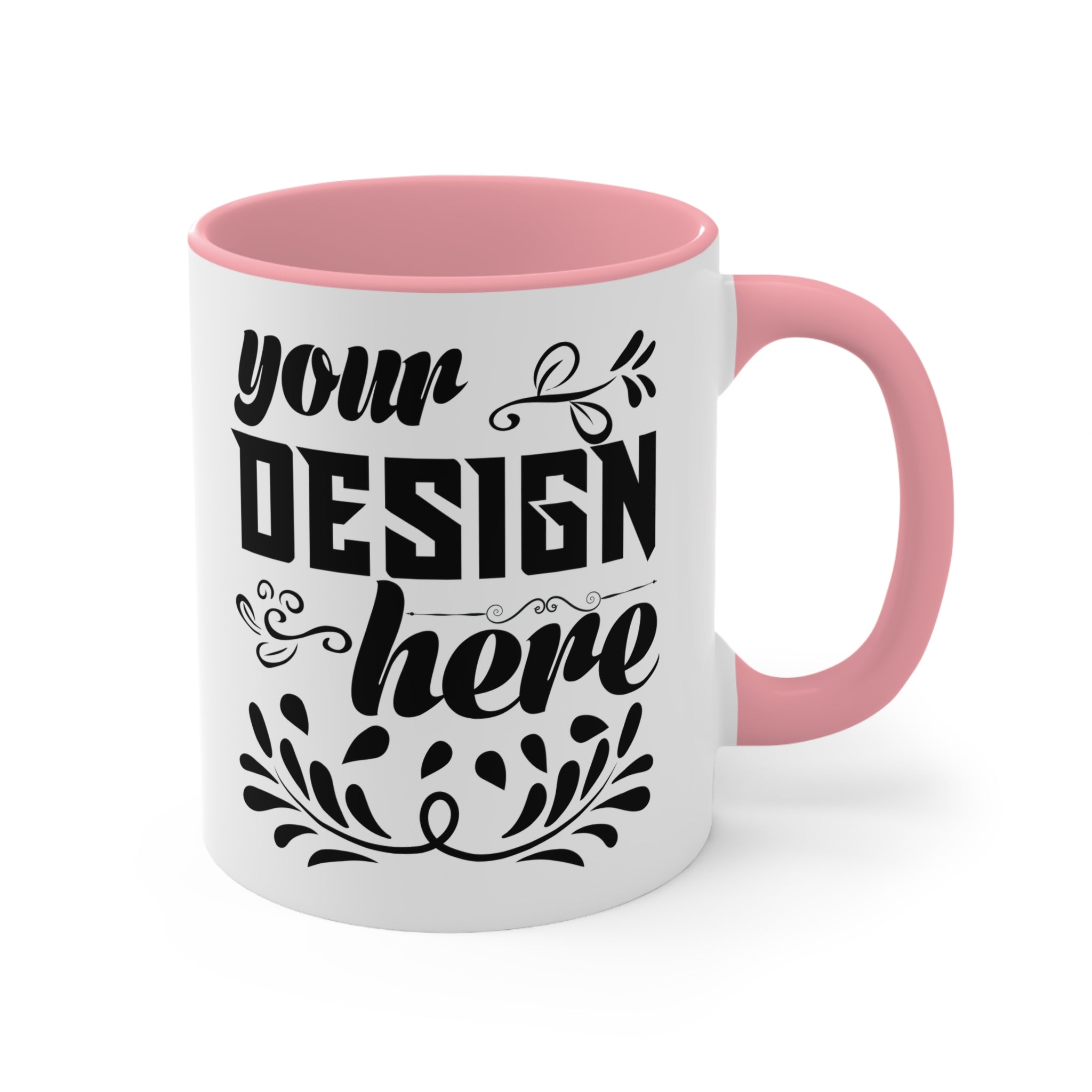 Customizable Accent Ceramic Mug 11oz 15oz Colored Interior and Handle