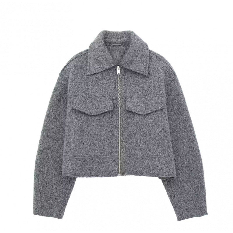 Nameria Street Style Short Zip Tweed Jacket