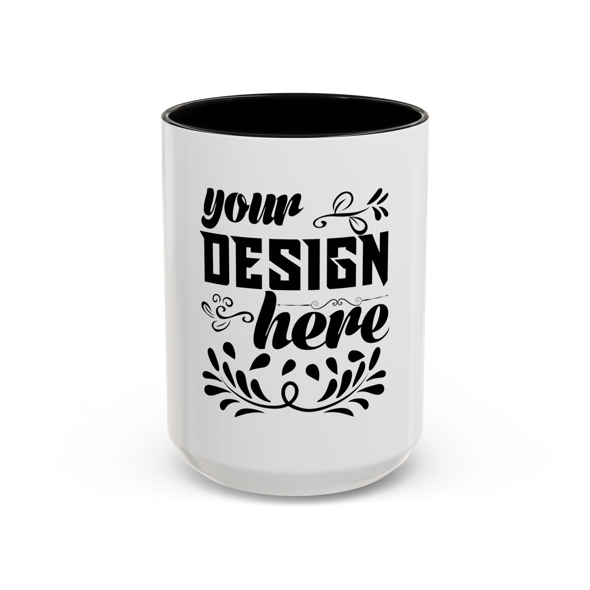 Customizable Accent Coffee Mug 11oz and 15oz Colored Interior Handle