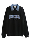 Nameria Unisex Oversize Denim Lapel Polo Sweatshirt