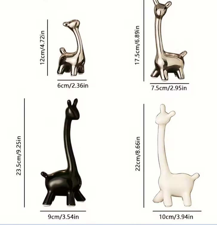 Modern Ceramic Giraffe Statue Set Minimal Shelf and Table Decor