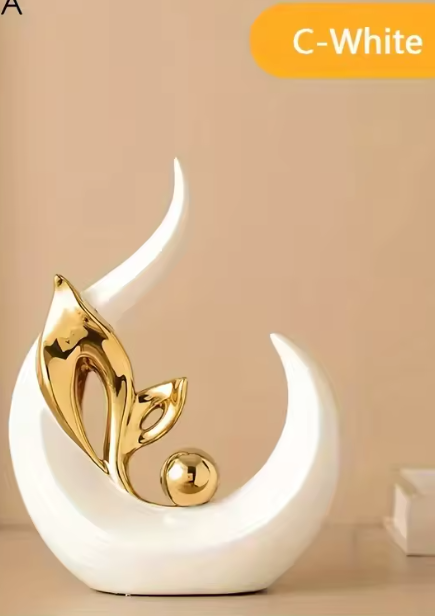 Ceramic Statue Nordic Creative Light Luxury Living Room Decoration Sculptures and Figurines Office Desk Accessories Room Decor