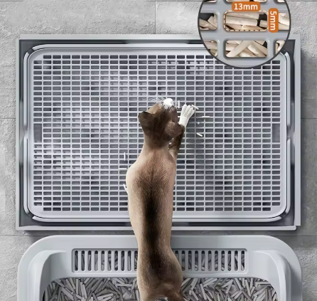 Extra Large Stainless Steel Enclosed Cat Litter Box with Lid and Leak Proof Mat