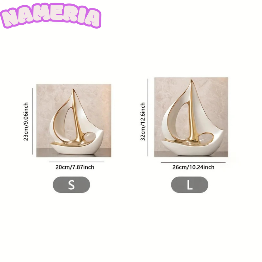 Luxury Ceramic Sailboat Sculpture Modern Table and Shelf Decor