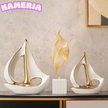 Luxury Ceramic Sailboat Sculpture Modern Table and Shelf Decor
