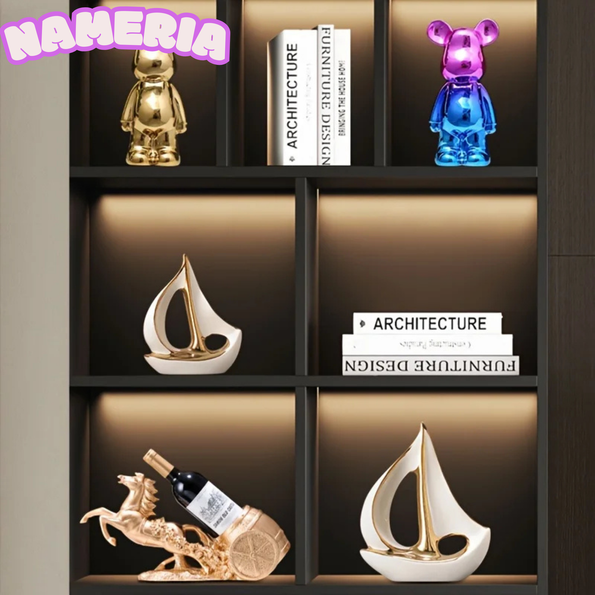 Luxury Ceramic Sailboat Sculpture Modern Table and Shelf Decor