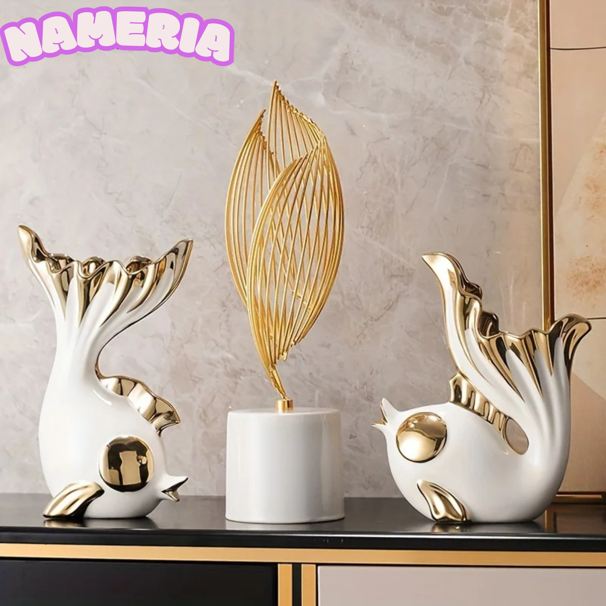 Modern Abstract Ceramic Sculpture for Luxury Home and Table Decor