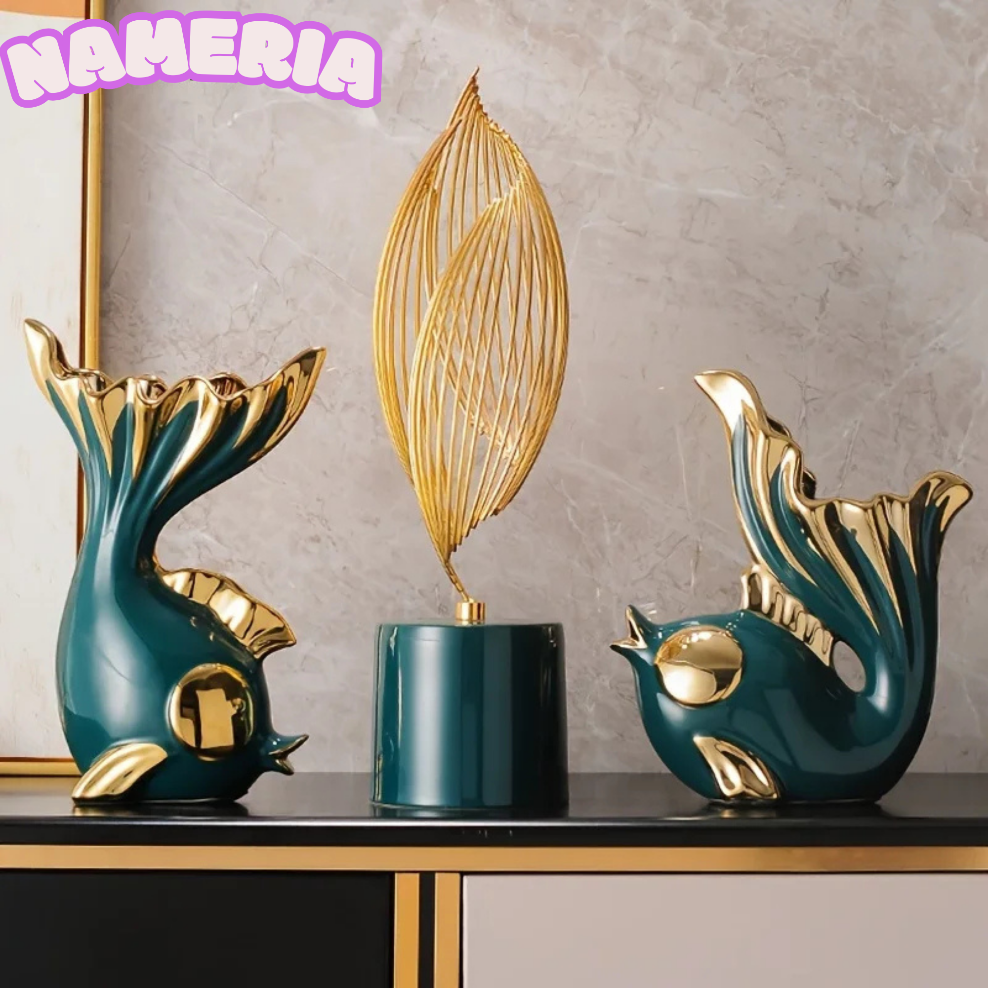 Modern Abstract Ceramic Sculpture for Luxury Home and Table Decor