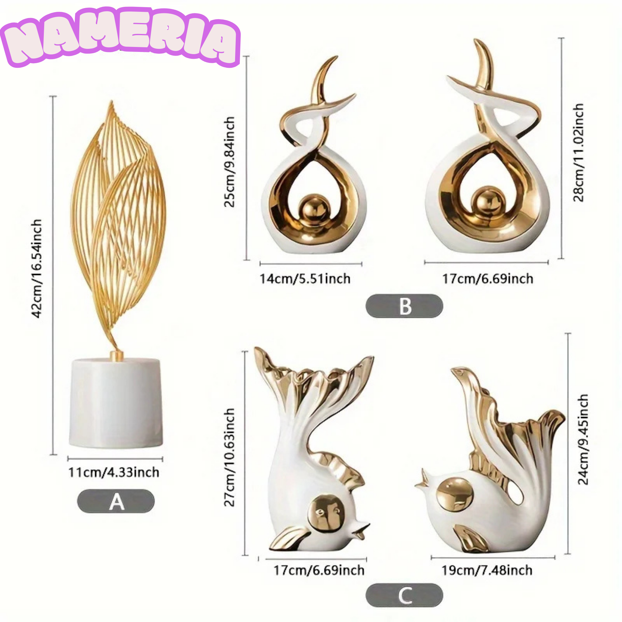 Modern Abstract Ceramic Sculpture for Luxury Home and Table Decor