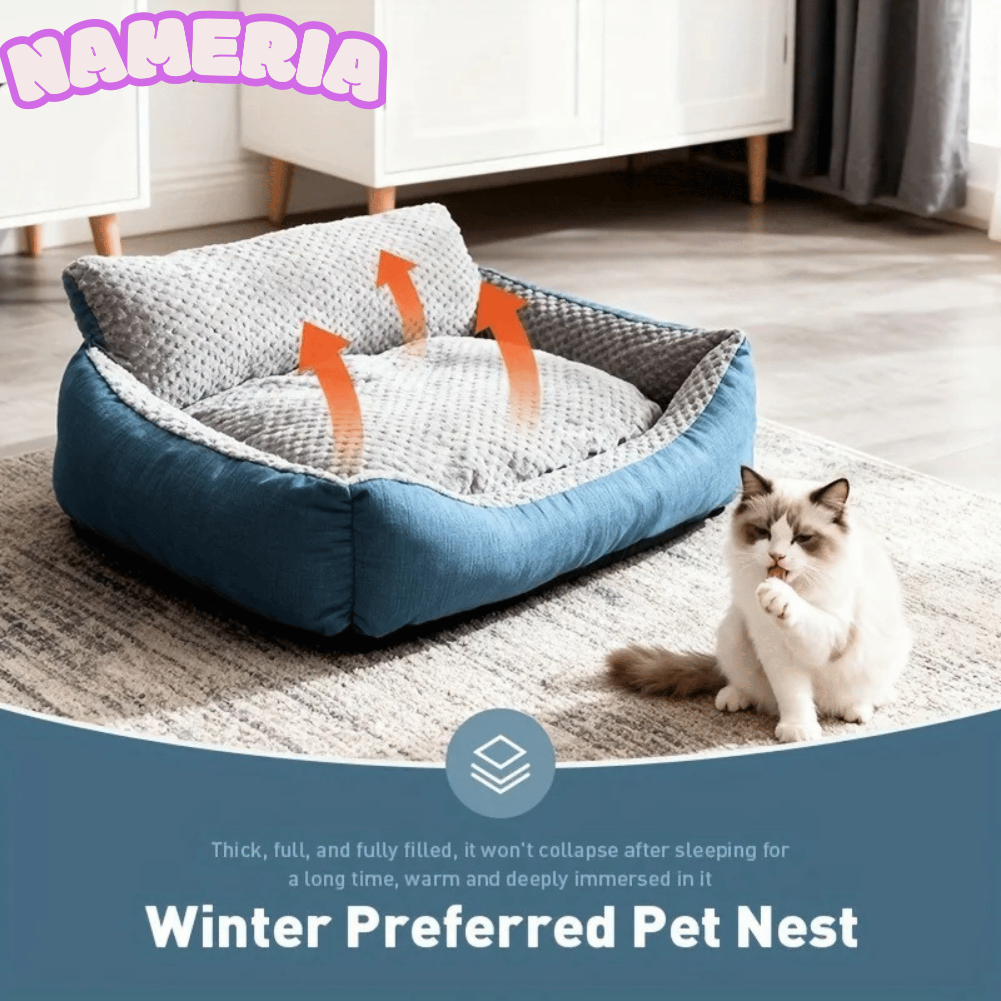 Nameria Cozy Plush Pet Sofa Bed – Soft Washable Non Slip Luxury Dog Bed