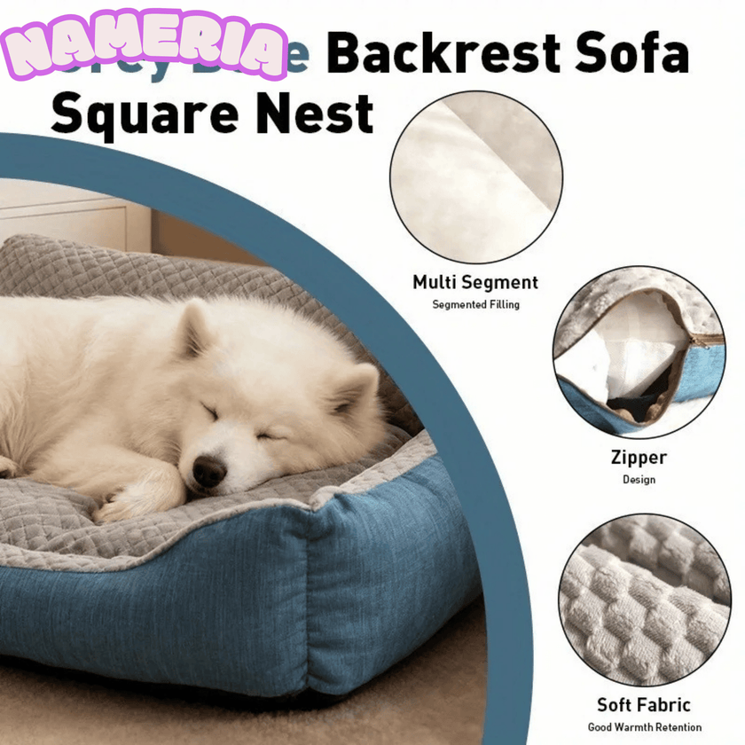 Nameria Cozy Plush Pet Sofa Bed – Soft Washable Non Slip Luxury Dog Bed
