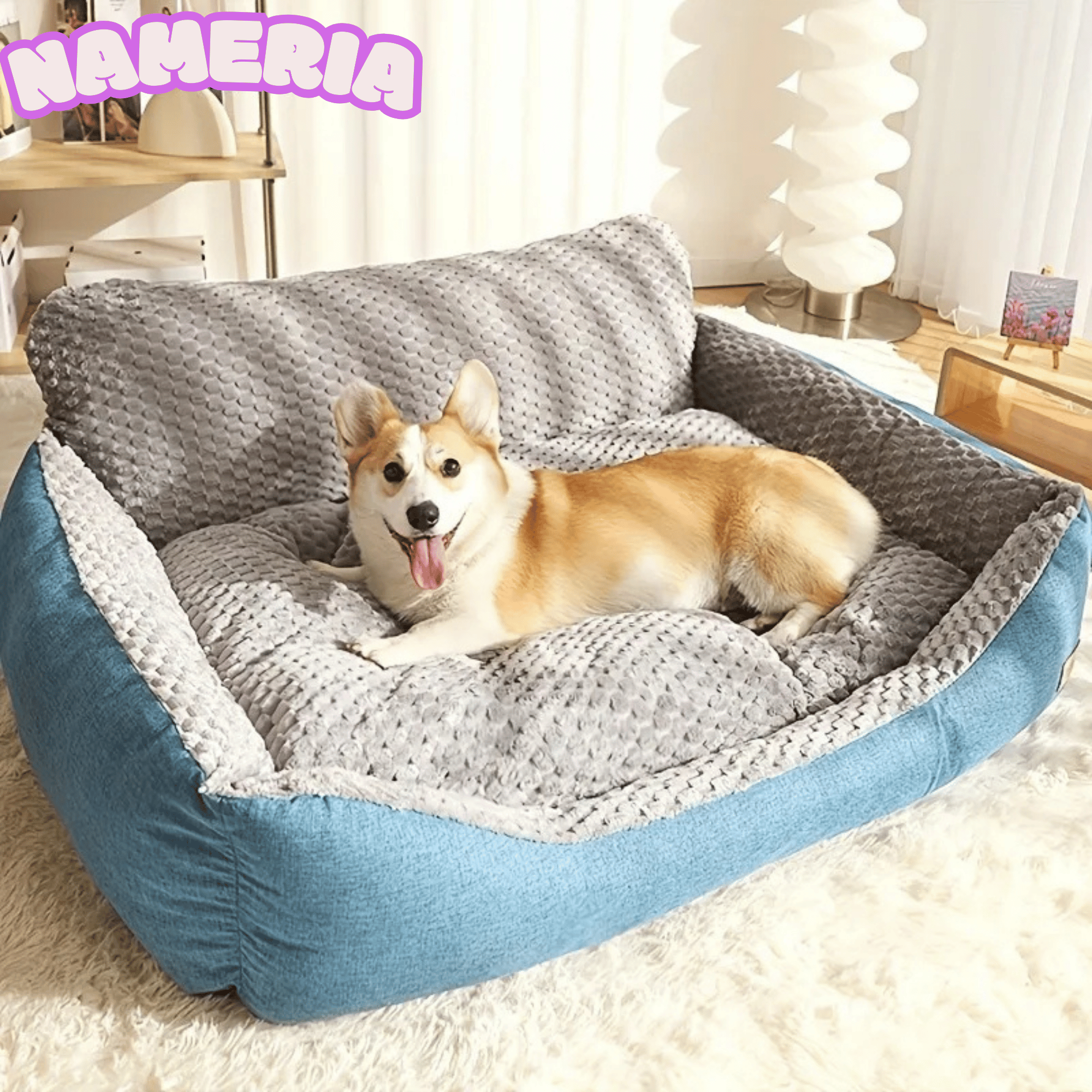 Nameria Cozy Plush Pet Sofa Bed – Soft Washable Non Slip Luxury Dog Bed