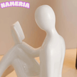 Nameria Ceramic Reading Sculpture Set – Modern Minimal Book Lover Home Decor