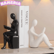 Nameria Ceramic Reading Sculpture Set – Modern Minimal Book Lover Home Decor
