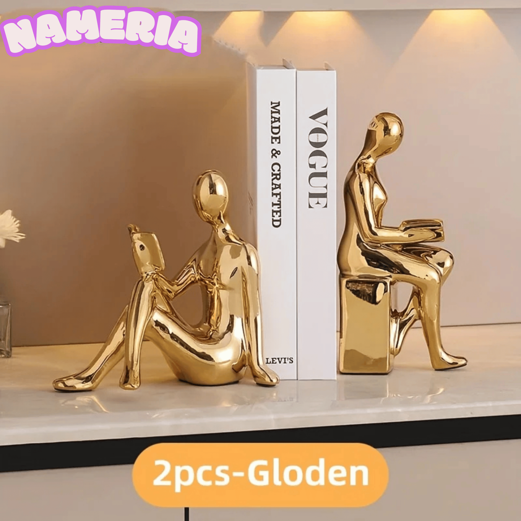 Nameria Ceramic Reading Sculpture Set – Modern Minimal Book Lover Home Decor