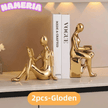 Nameria Ceramic Reading Sculpture Set – Modern Minimal Book Lover Home Decor