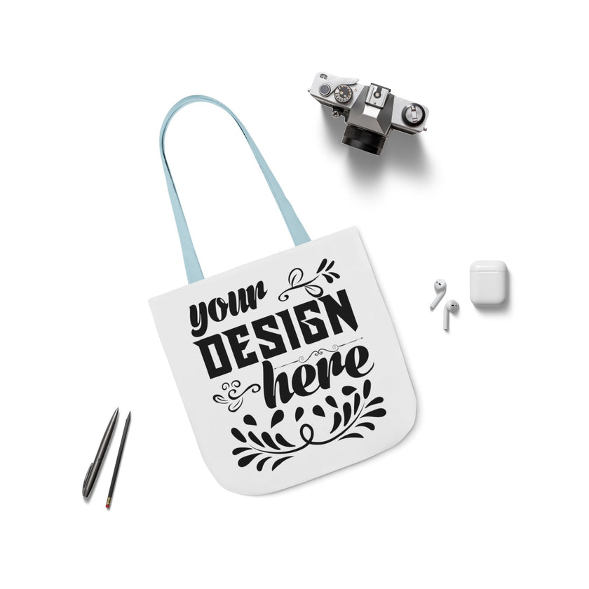 Customizable Canvas Tote Bag With 5 Color Strap Options All Over Print