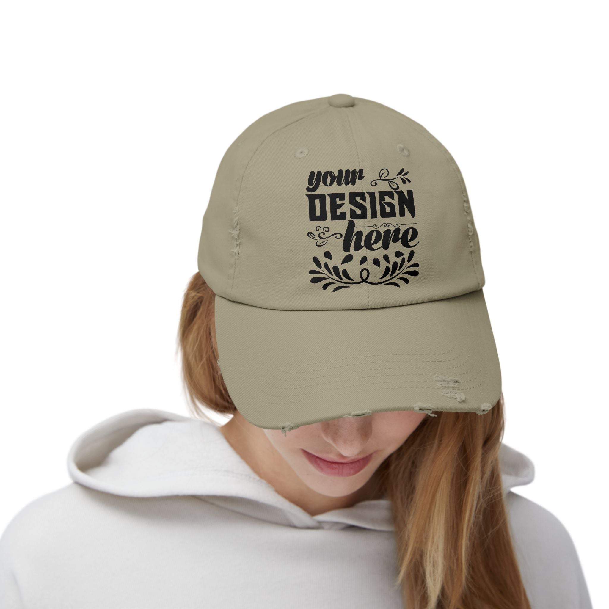Customizable District DT600 Distressed Cotton Cap for Personalized Style