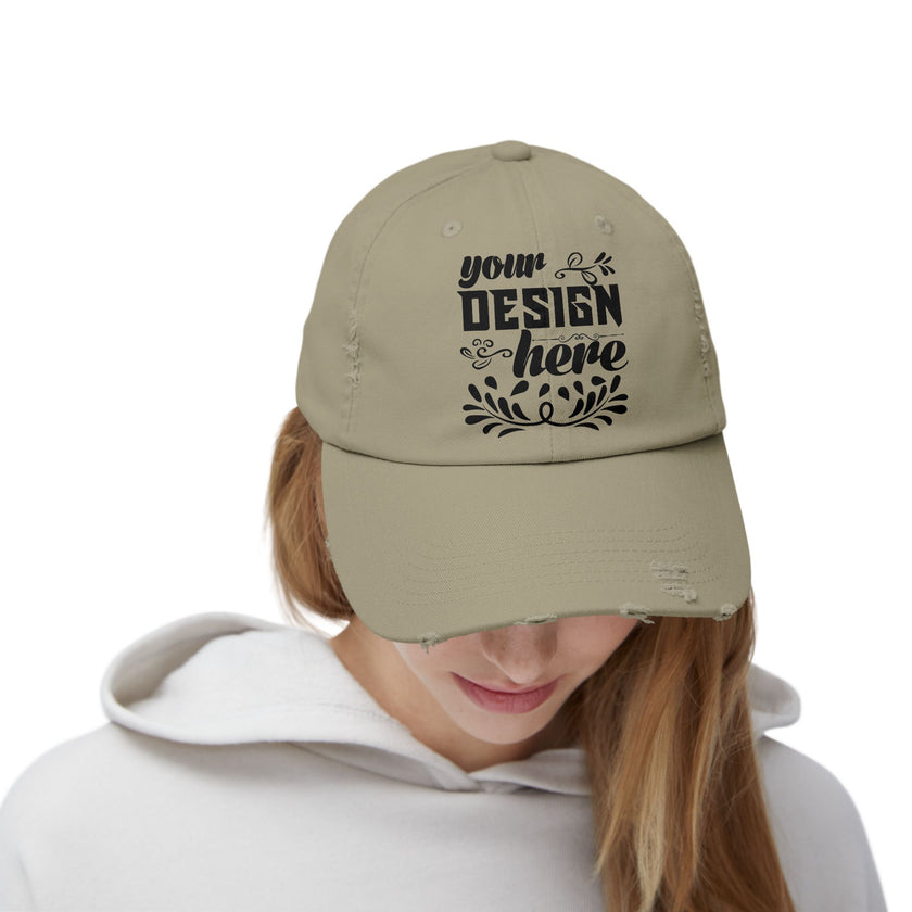 Customizable District DT600 Distressed Cotton Cap for Personalized Style