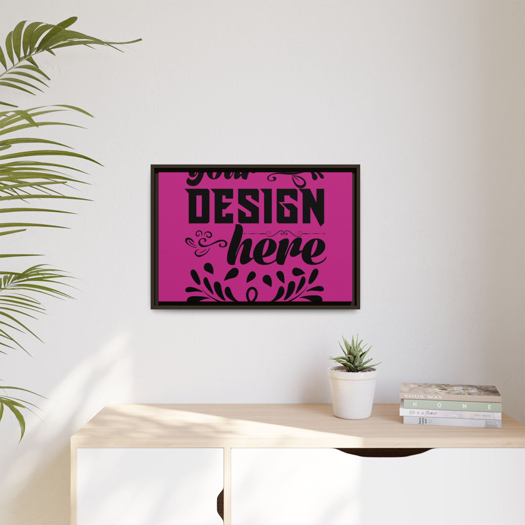 Customizable Framed Matte Canvas Print with Pinewood Frame Sawtooth Hanger