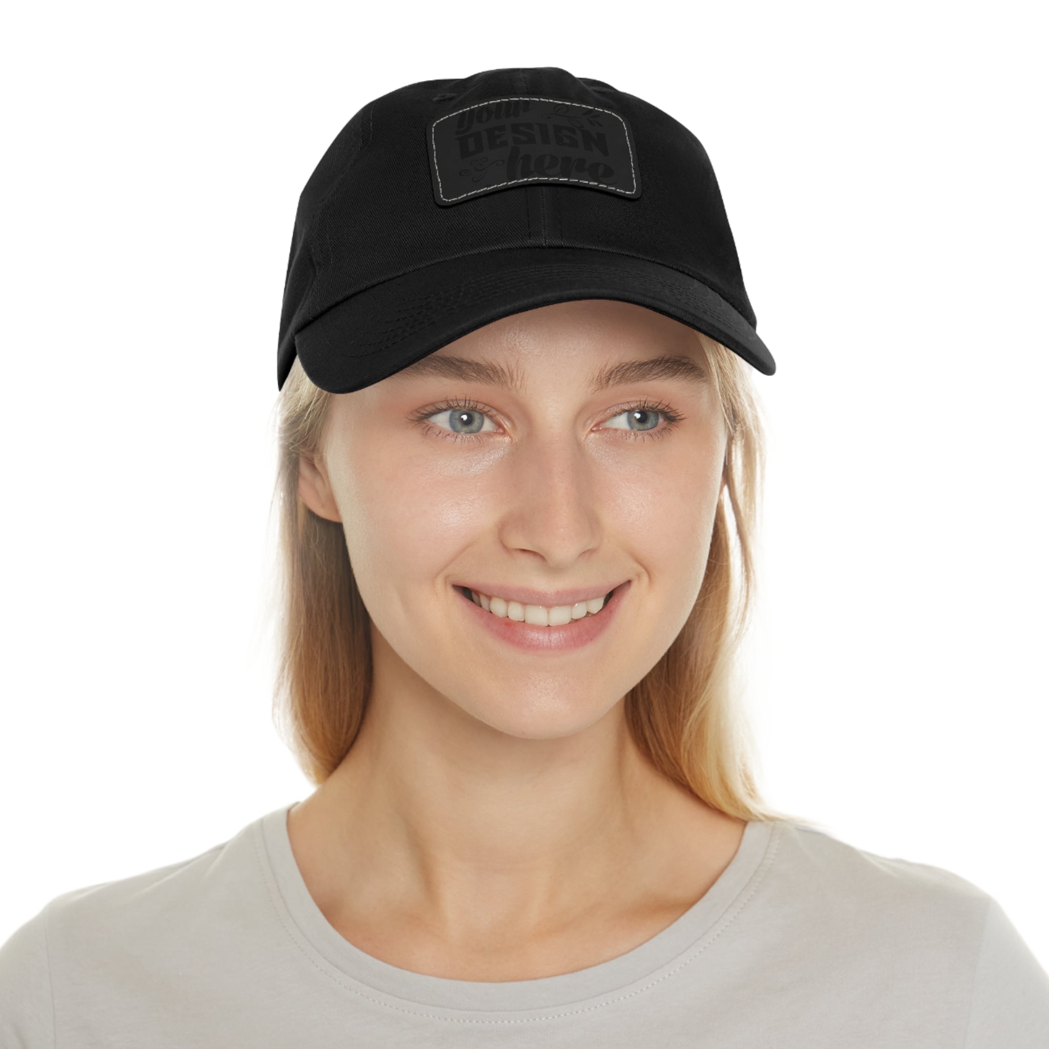 Customizable ValuCap VC300A Dad Hat with Faux Leather Patch Rectangle