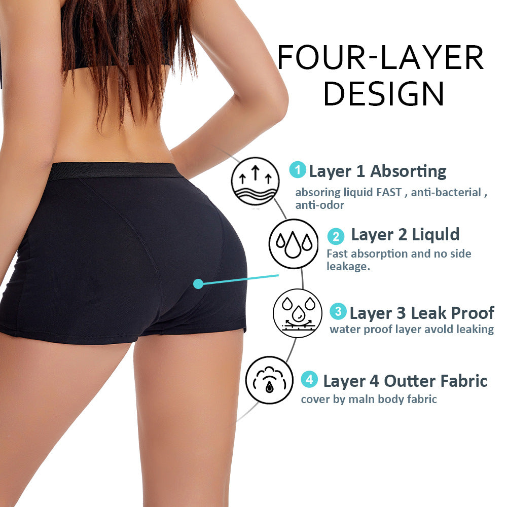 Nameria Women's High Waist Menstrual Boxer Briefs Leak Protection