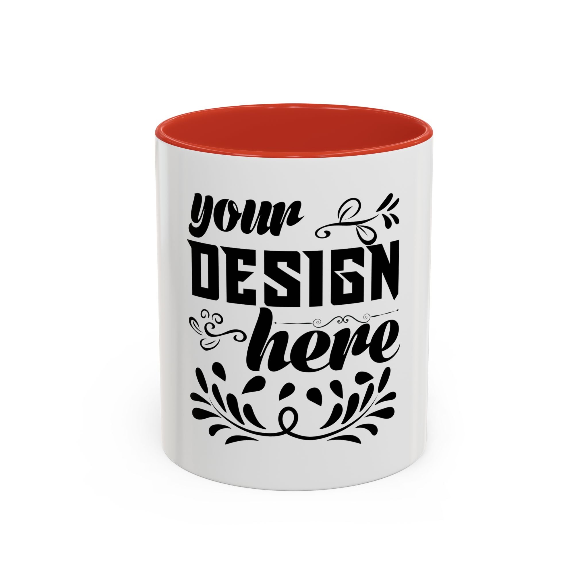 Customizable Accent Coffee Mug 11oz and 15oz Colored Interior Handle