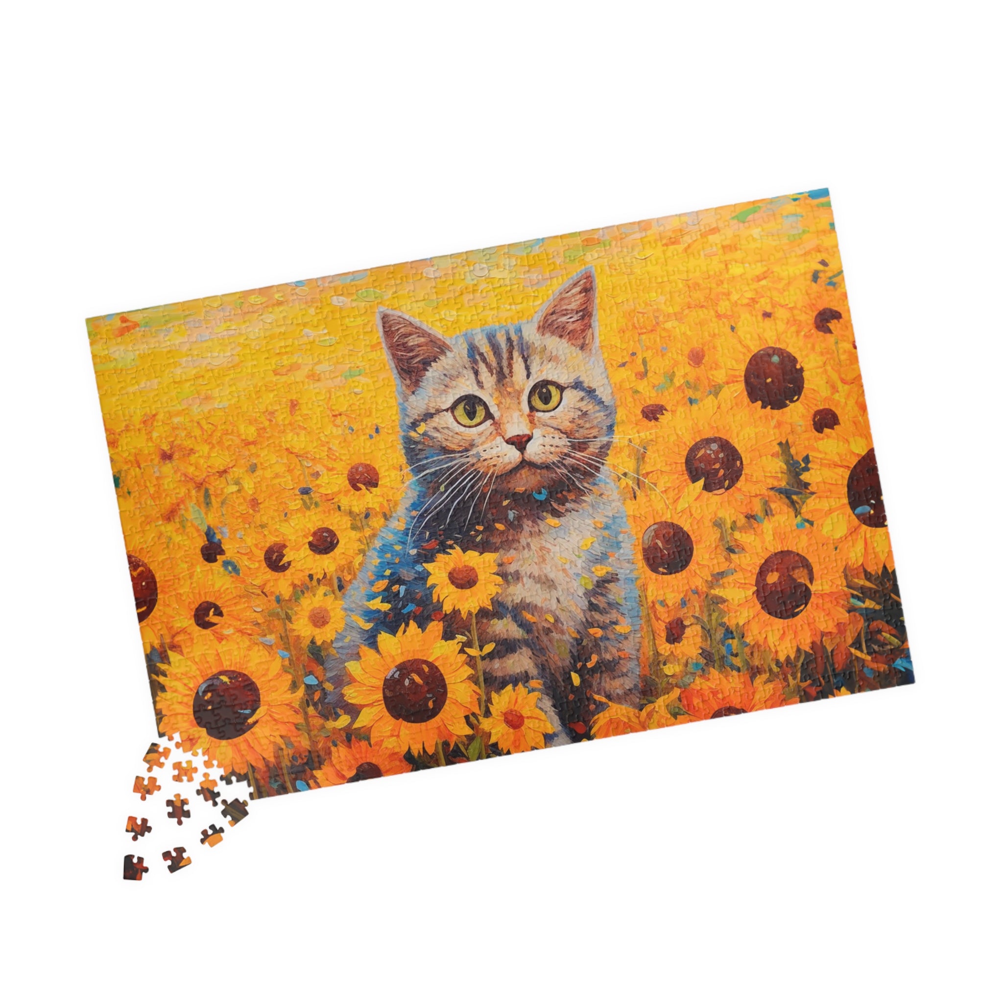 Generic Jigsaw Puzzle | Sunflower Cat Illustration Graphic Print