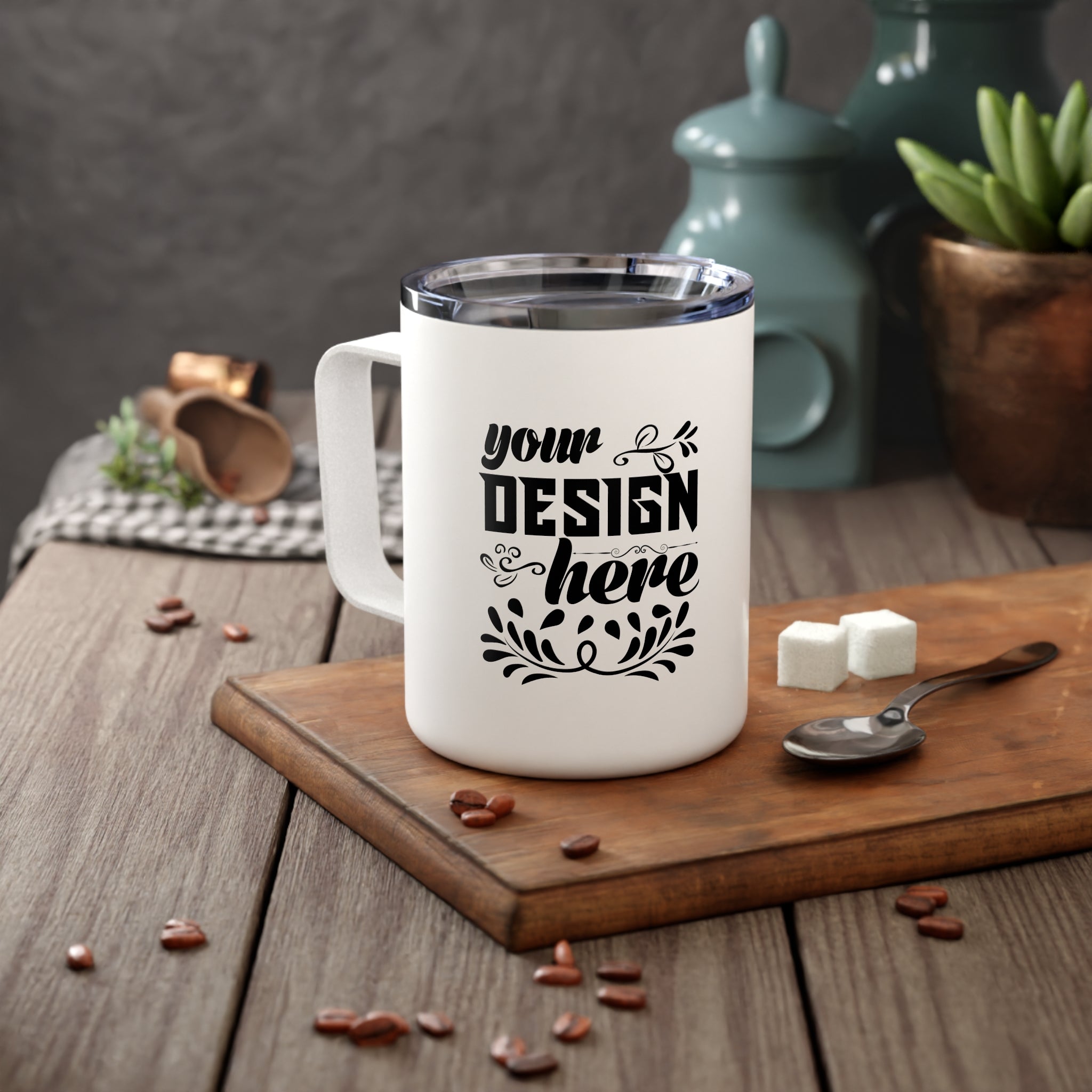 Customizable Insulated Coffee Mug 10oz Stainless Steel with Acrylic Lid