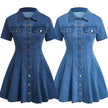 Nameria Button Front Denim Shirt Dress Short Sleeve