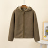 Nameria Faux Shearling Fleece Hooded Zip Jacket