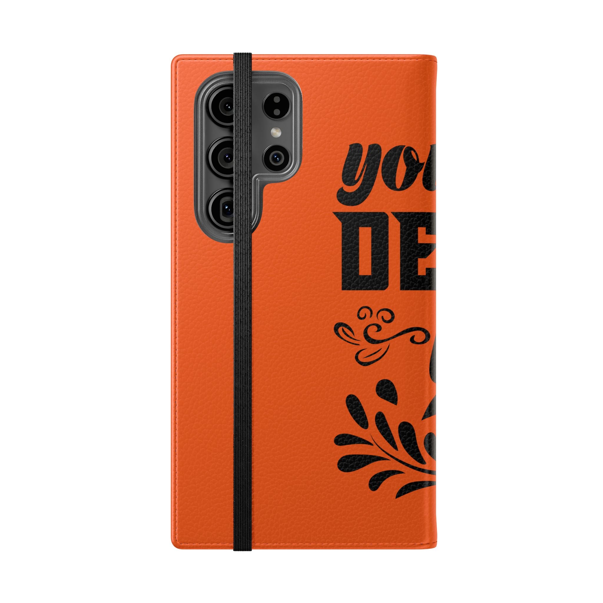 Customizable Flip Folio Phone Case With Card Slots Stand And Elastic Strap