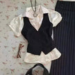Nameria Pinstripe Puff Sleeve Button Front Blouse