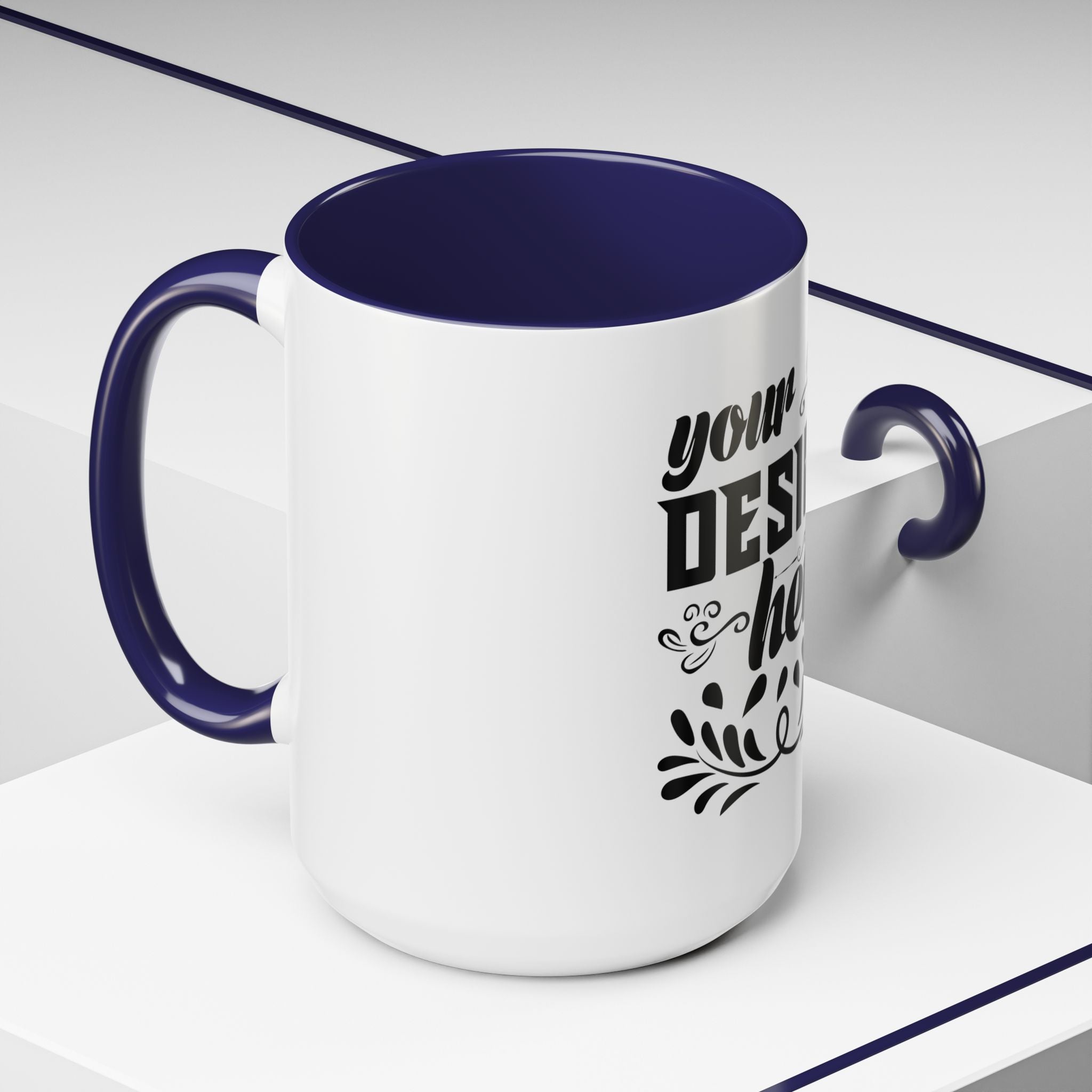 Customizable Accent Coffee Mug 11oz and 15oz Colored Interior Handle