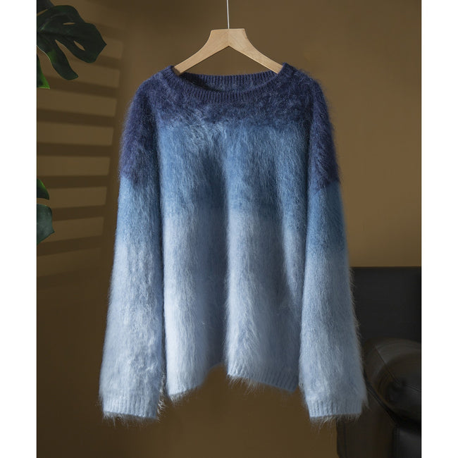 Nameria Gradient Cashmere Sweater Brushed Texture Loose Fit
