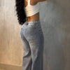 Nameria Rhinestone High Waist Wide Leg Denim Trousers