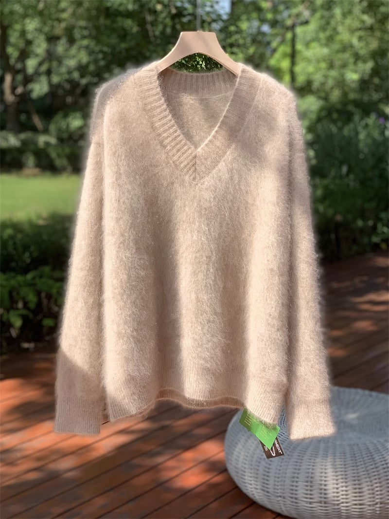 Nameria Womens Cashmere V Neck Sweater Pullover Long Sleeve