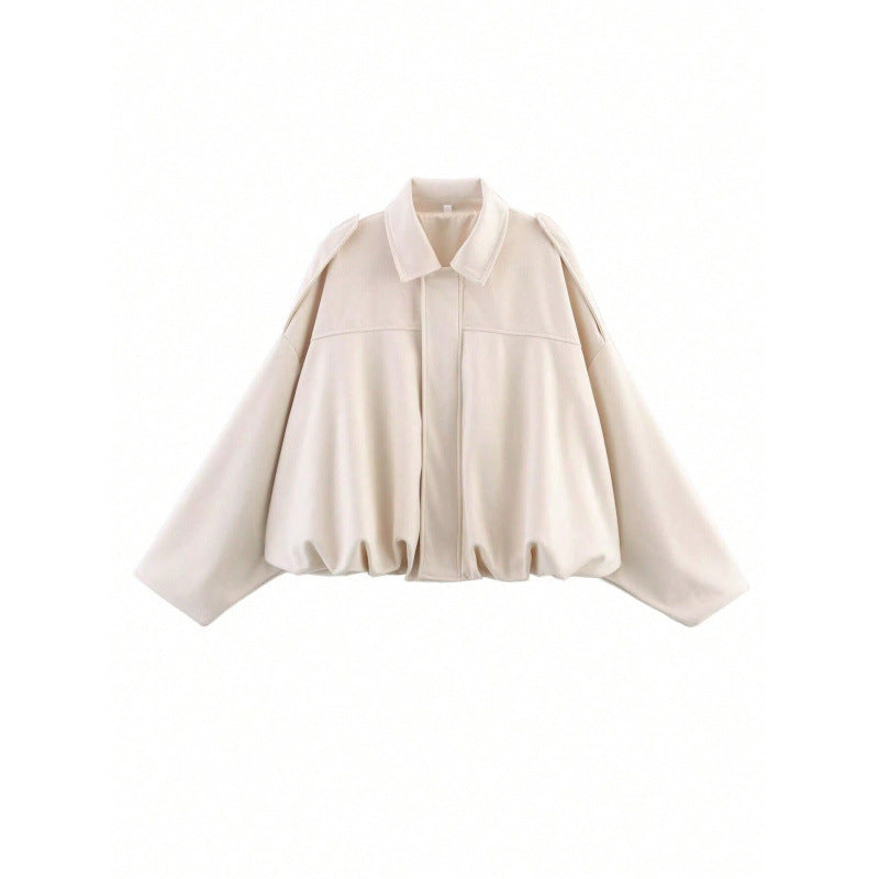 Nameria Suede Textured Lapel Bomber Jacket