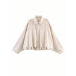 Nameria Suede Textured Lapel Bomber Jacket