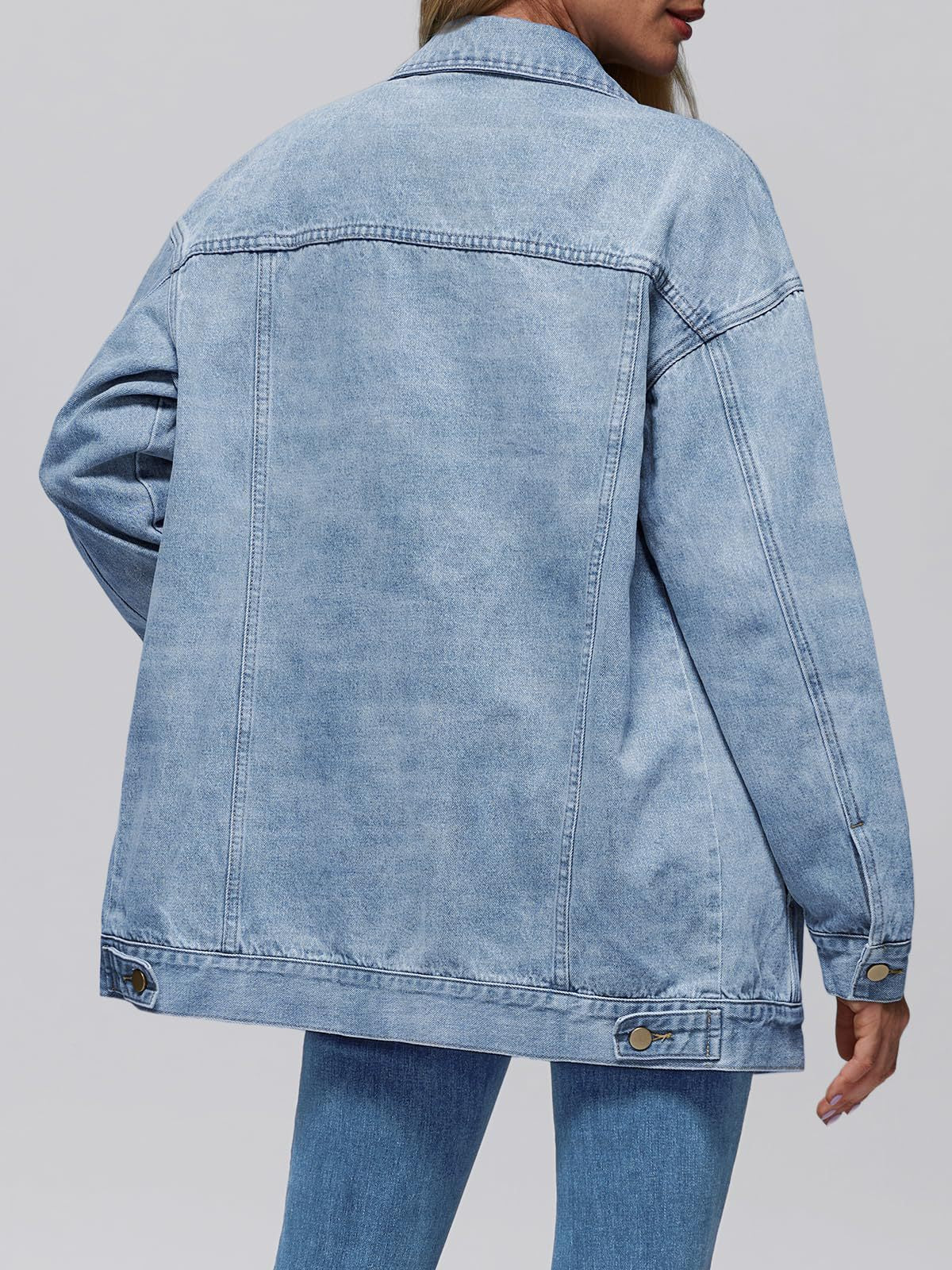 Nameria Womens Oversized Denim Jacket Long Sleeve