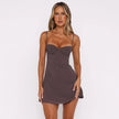 Nameria Polka Dot V Neck Spaghetti Strap Short Dress