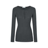 Nameria Button Fitted Long Sleeve Base Layer Half Open Collar Top