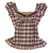 Nameria Striped Bow Front Puff Sleeve Top