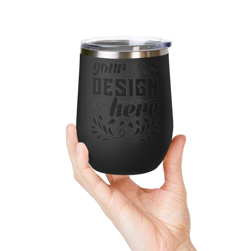 Customizable Polar Camel 12oz Stainless Steel Wine Tumbler Cup Lid